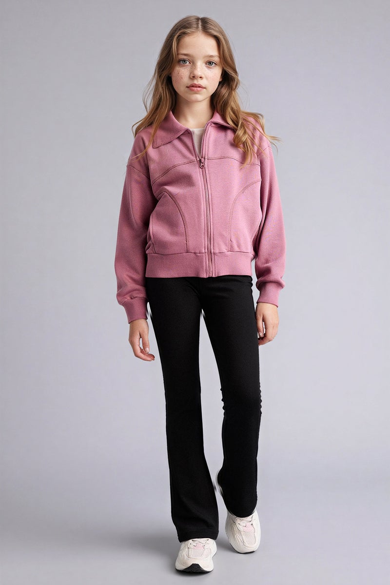 DeFacto Pink Girl Girl Zip-Up Cardigan Casual - Image 4